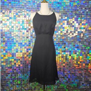 Vintage Sleeveless Black Dress A-Line‎ Midi Cocktail Party Evening